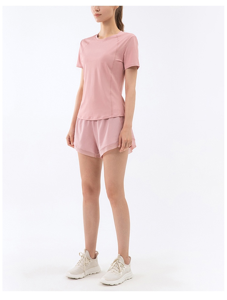 ActiveGo ActiveGo Haut de sport amincissant à manches courtes pour femme, coupe transfrontalière européenne et américaine, haut de fitness décontracté et respirant,_voghion.com