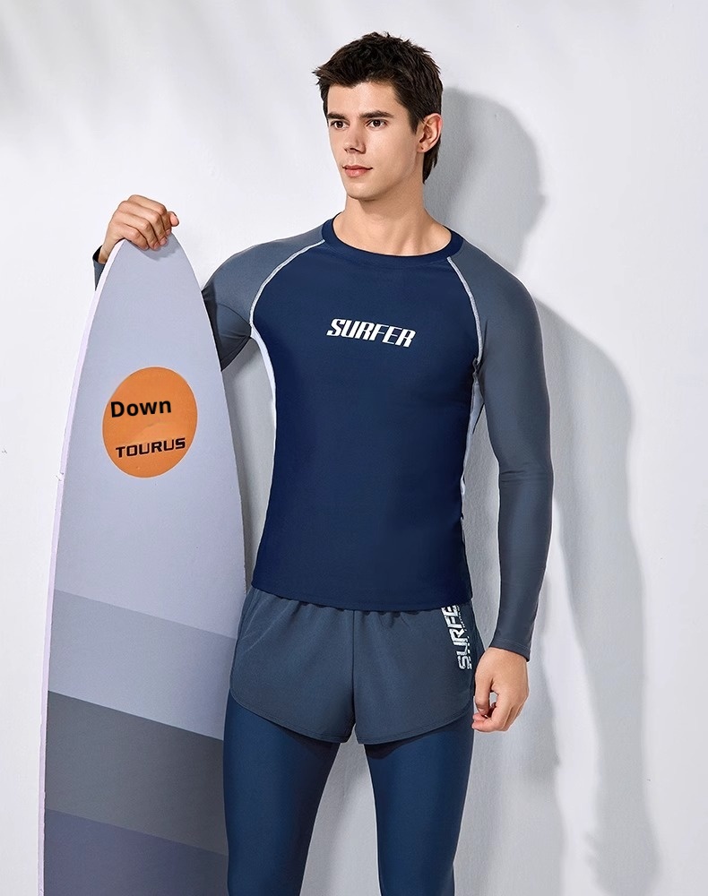 001 Men's Sleeve Long Pants Swimsuit Double Layer Professional Training New Adult Surfing Suit Hot Spring Full Set_voghion.com