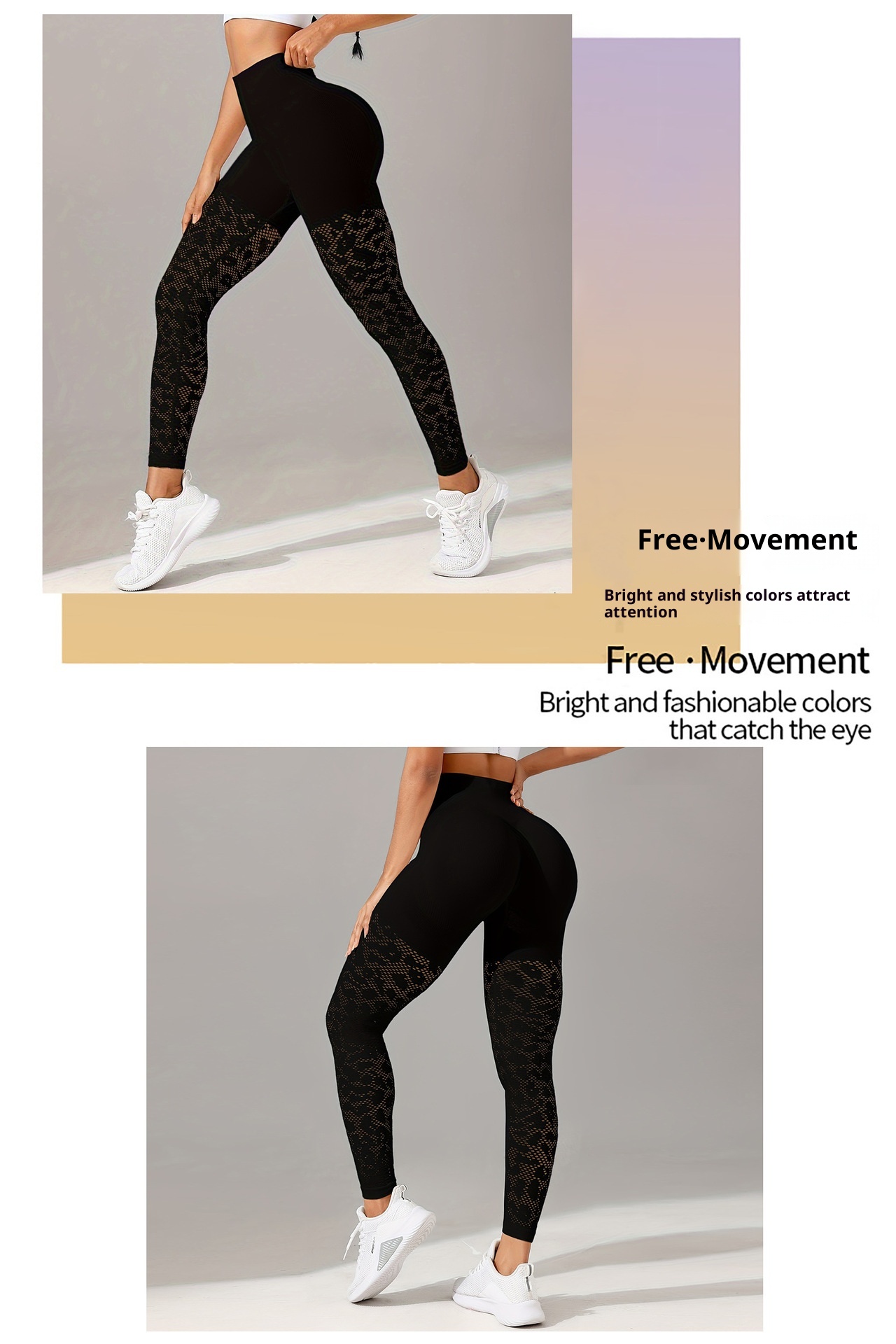 Legging de sport ActiveGo Cross-Border Slim Jacquard pour femme, idéal pour le fitness, les activités de plein air, la course à pied et le yoga._voghion.com