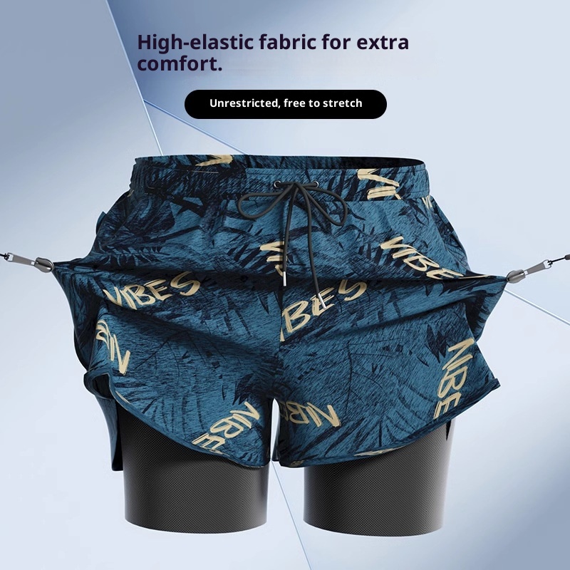 001 Men's Swimming Anti-Embarrassment Double Layer Boxer Swim Trunks Adult 2025 New Professional Hot Spring Swimsuit Full_voghion.com