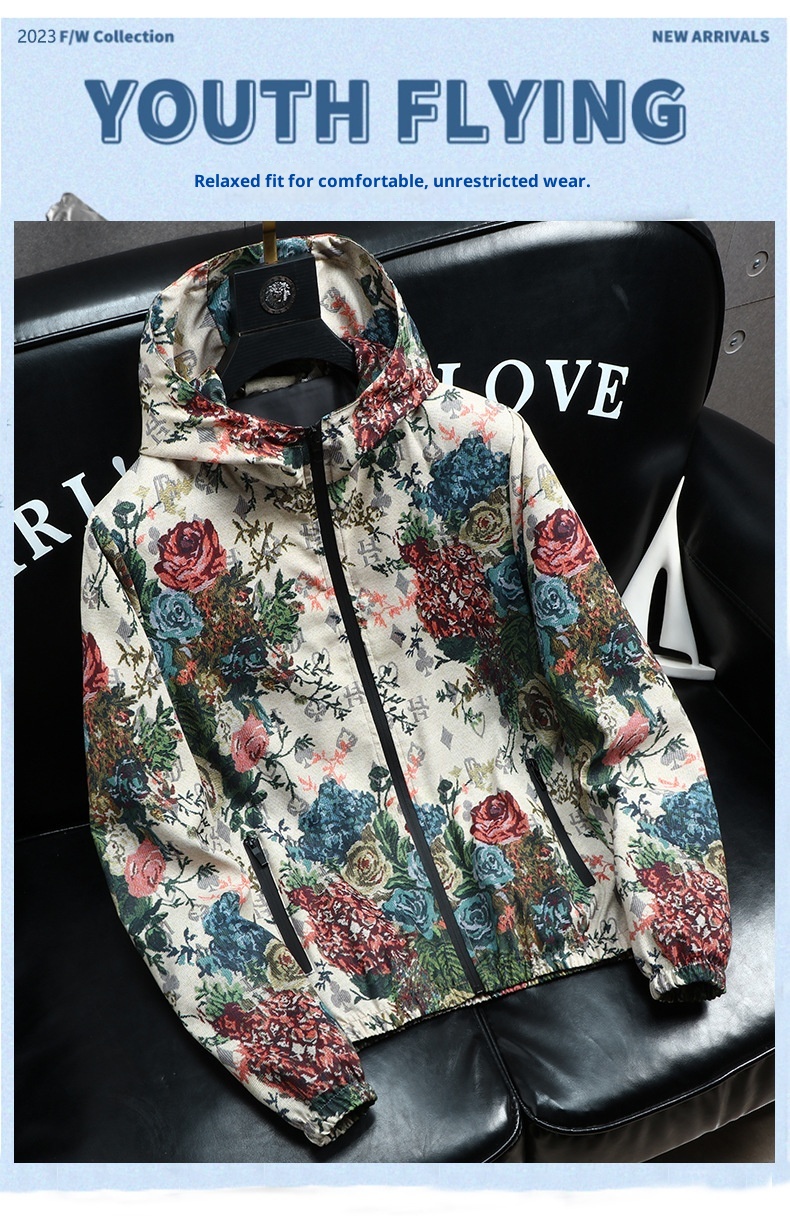 ActiveGo ActiveGo, marchio europeo alla moda, giacca con cappuccio di alta qualità da uomo, autunno, nuovo, cappotto stampato alla moda_voghion.com