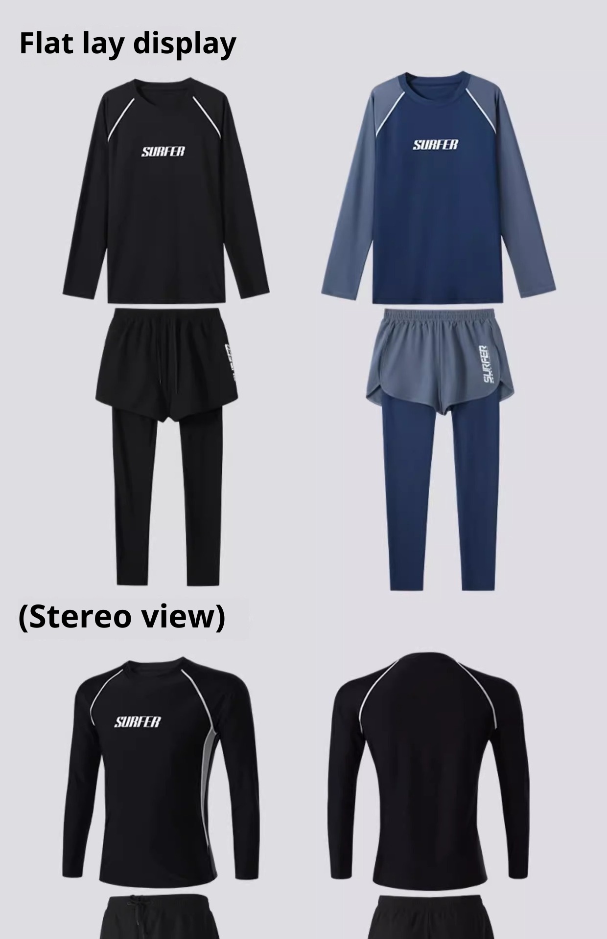 001 Men's Sleeve Long Pants Swimsuit Double Layer Professional Training New Adult Surfing Suit Hot Spring Full Set_voghion.com