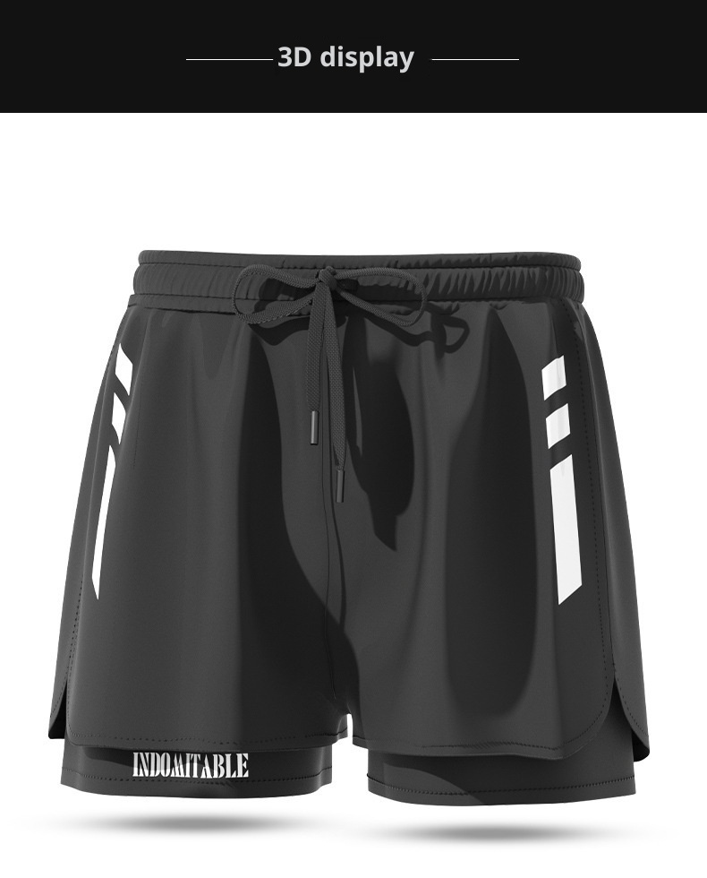 001 Men's Double Layer Boxer Loose Adult Quick Dry Anti-Embarrassment Trunks Beach Pants Hot Spring Swimming Wear Wholesale_voghion.com