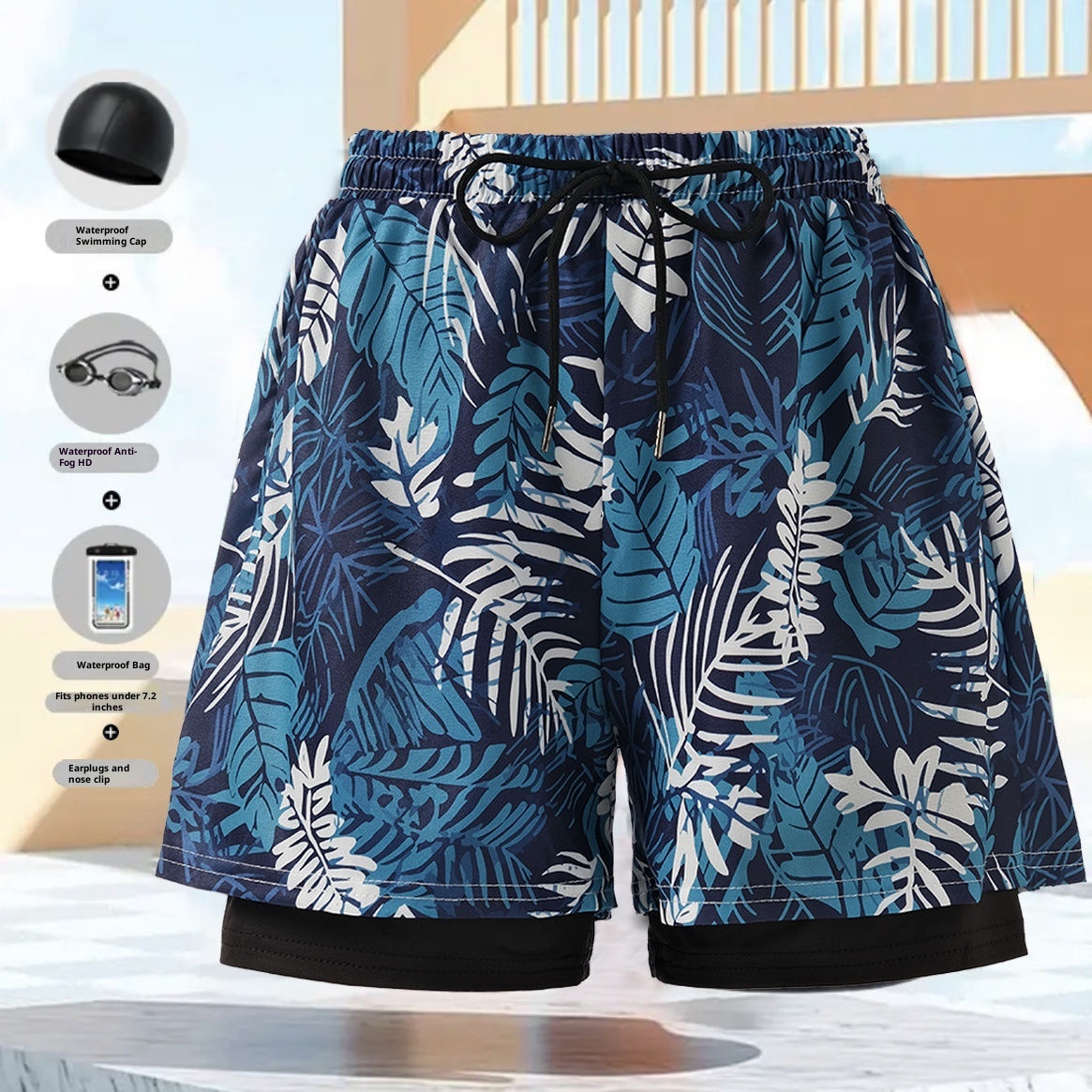 Short de bain grande taille homme (150 kg) - Séchage rapide - Coupe ample - Modèle adulte_voghion.com
