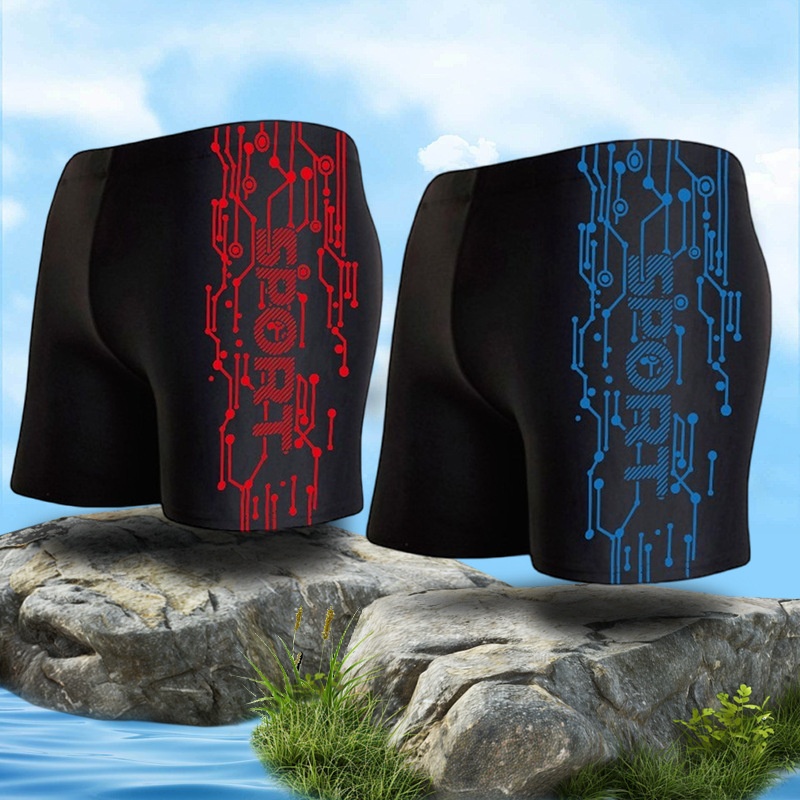 001 Swimming Men's Shorts Boxer Large Size Hot Spring Beach Fashion Adult Swim Trunks Anti-Embarrassment Quick-Dry Swimsuit_voghion.com