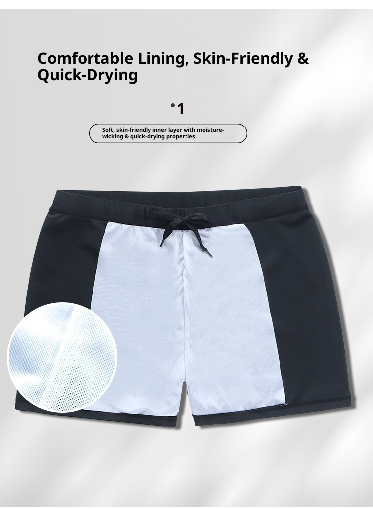 001 Men's Trunks Adult Large Size Boxer Anti-Embarrassment Quick-Dry High-Waist Sports Beach Shorts Swimming Gear Set_voghion.com