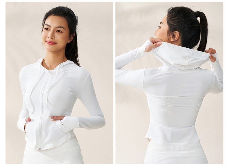 ActiveGo ActiveGo Zhejiang Xichen Original Yarn, abbigliamento da yoga traspirante con cappuccio e protezione solare UV per donna, abbigliamento leggero per esterni_voghion.com