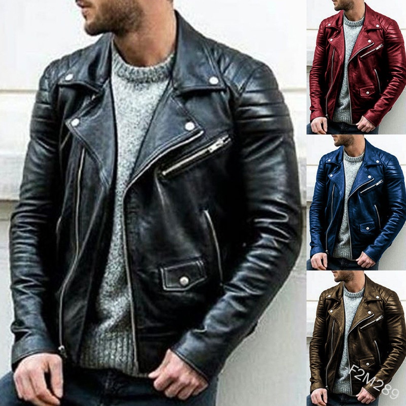 ActiveGo ActiveGo 2024 New European And American Clothing Stand Collar Punk Men's Motorcycle Leather Jacket Py38-p85_voghion.com