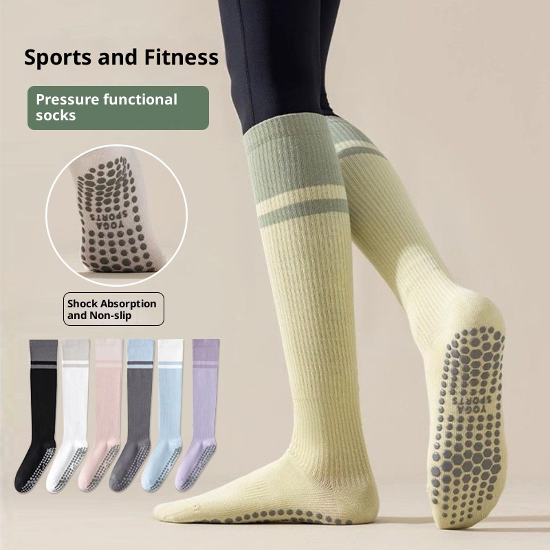 001 Yoga Socks Thin Non-Slip Mid-Calf Professional Compression Calf Pilates Summer Jump Rope Running Sports Fitness_voghion.com