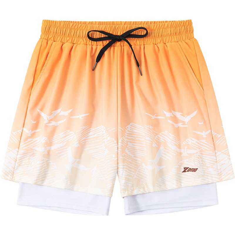 001 Men's New Quick-Dry Large Size Anti-Embarrassment Adult Gear Full Set Loose Beach Swimming Trunks For Hot Springs_voghion.com