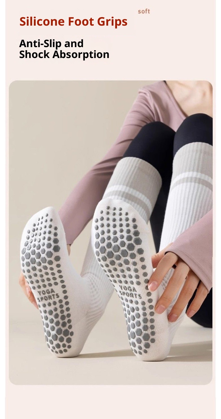001 Yoga Socks Thin Non-Slip Mid-Calf Professional Compression Calf Pilates Summer Jump Rope Running Sports Fitness_voghion.com