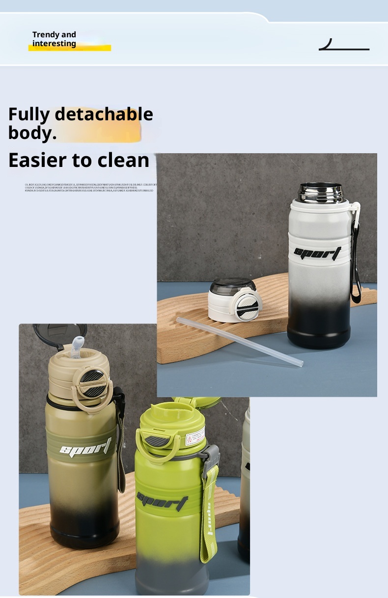 001 Coppia di tazze isolate sottovuoto in acciaio inossidabile, bottiglia d'acqua di grande capacità con cannuccia, doppio uso per sport all'aria aperta_voghion.com