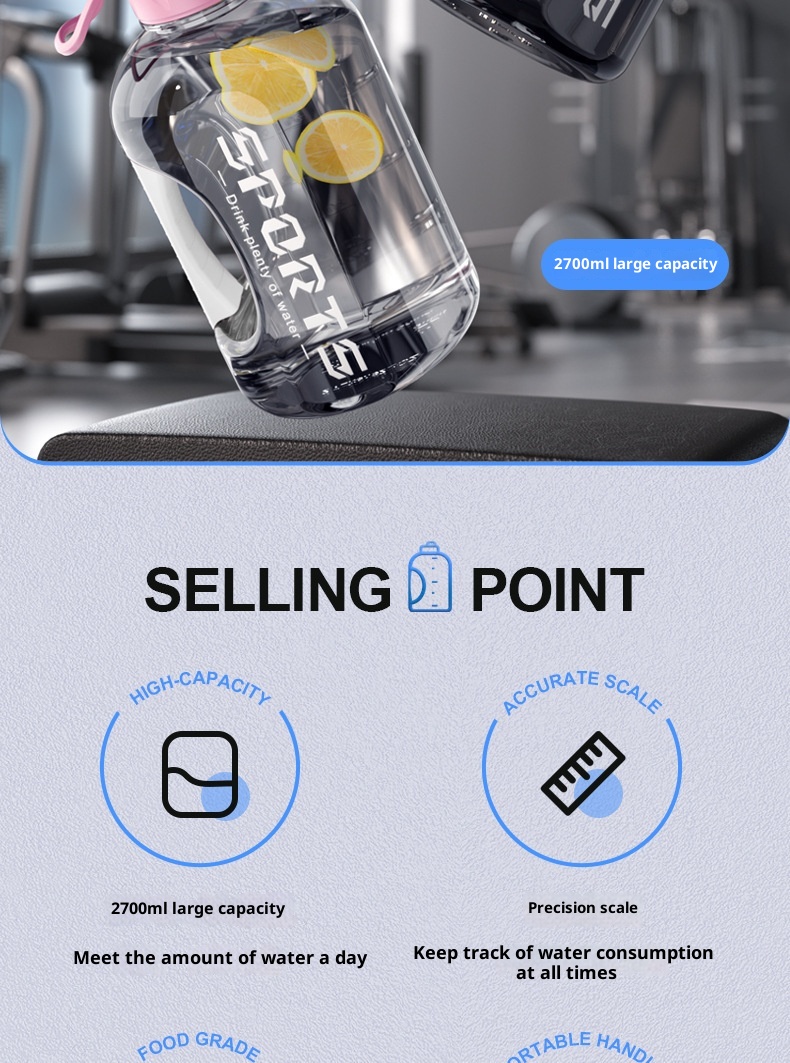 001 Borraccia in plastica di grandi dimensioni, resistente alle alte temperature, con cannuccia, per sport all'aria aperta e fitness, tazza spaziale Ton_voghion.com