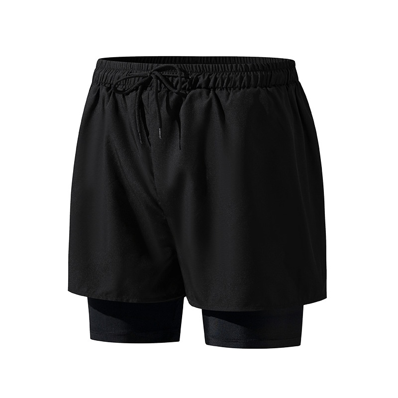 001 Men's Swimming Trunks Adult New Double Layer Anti-Embarrassment Professional Boxer Quick-Dry Fashion Loose High Elastic_voghion.com