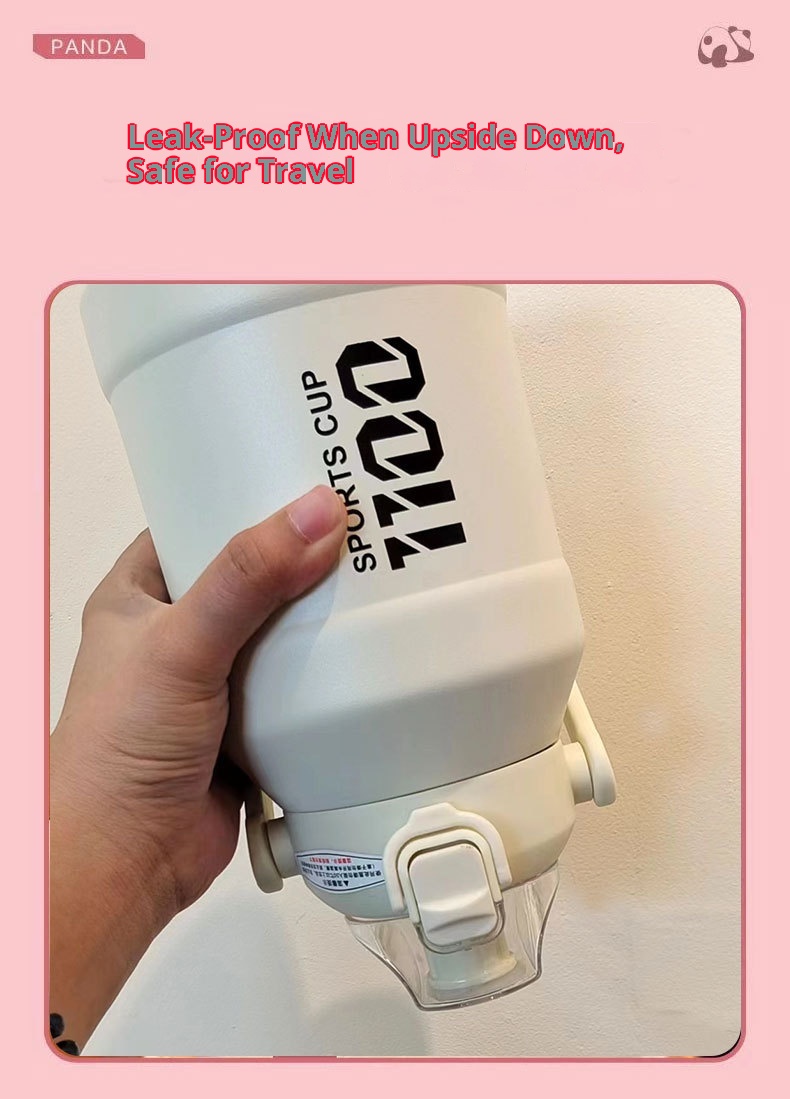 001 Borraccia termica in acciaio inossidabile di grande capacità con cannuccia per sport all'aperto, portatile, fitness, thermos_voghion.com