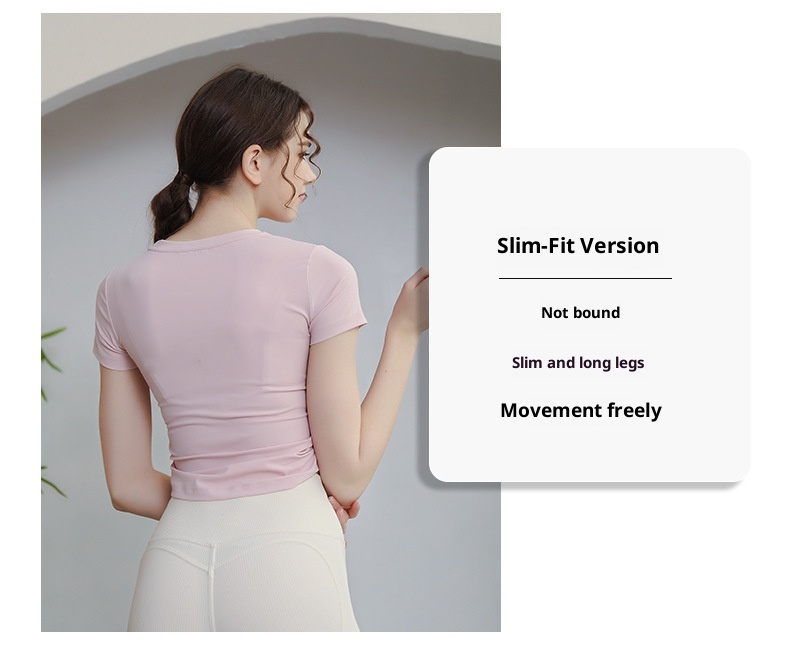 ActiveGo ActiveGo Outdoor Bare Sensation Sports Maglietta a maniche corte con coulisse per yoga e fitness Pilates ad asciugatura rapida_voghion.com