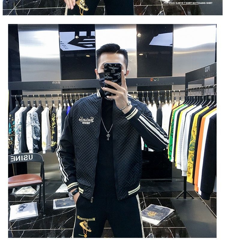 ActiveGo ActiveGo Giacca da baseball da uomo europea di alta qualità con patchwork ricamato, imbottita e calda, autunno 2023_voghion.com