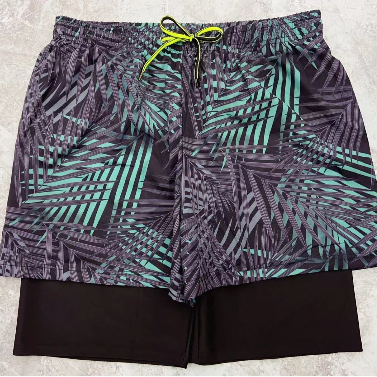 001 Anti-Embarrassment Double Layer New Printed Adult Swimming Comfortable Boxer Shorts Plus Size Men's Swim Trunks_voghion.com