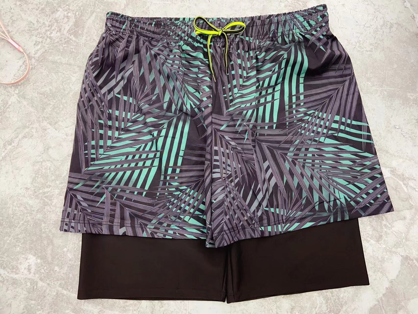 001 Anti-Peinlichkeit Doppellagige Neue Bedruckte Bequeme Badeshorts für Erwachsene in Übergrößen Herren Badehose_voghion.com