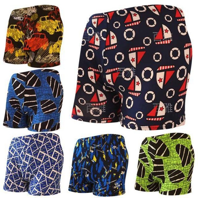001 Anti-Peinlichkeits-Ausrüstung Boxershorts für Erwachsene in Übergröße, Hot Spring Herren-Badeanzug mit Blumenmuster, Set_voghion.com