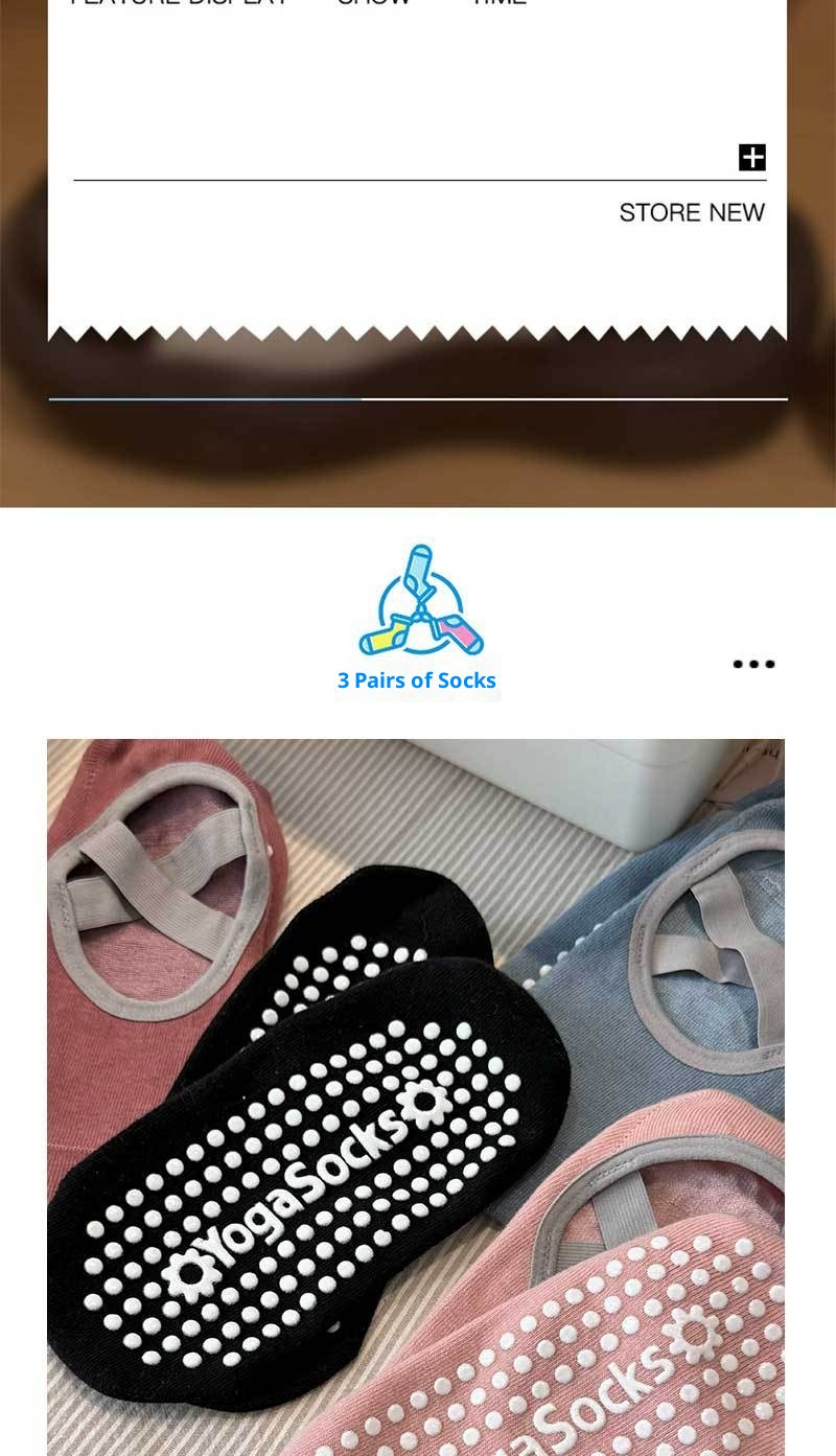 Chaussettes de sport pour femmes, modèle Yoga Pilates 001, fines, en coton, antidérapantes, sans déport du talon, idéales pour le sport et le fitness._voghion.com