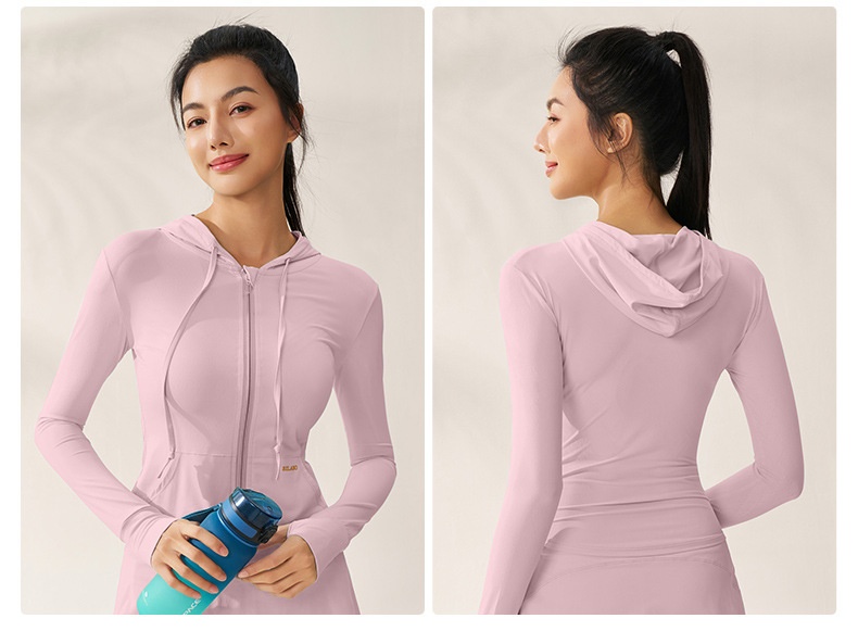 ActiveGo ActiveGo Zhejiang Xichen Original Yarn, abbigliamento da yoga traspirante con cappuccio e protezione solare UV per donna, abbigliamento leggero per esterni_voghion.com