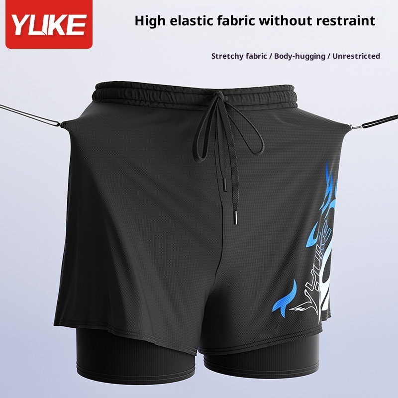 001 Adult Nw Profssional Quick-Dry Two-Layr Loos Large Siz Doubl-Layr Anti-Peinlichkeit Badehose St_voghion.com