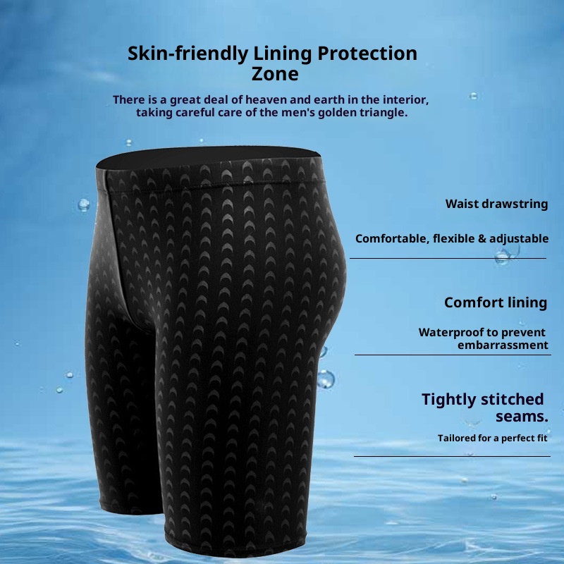 Short de natation professionnel mi-long pour homme, taille L, 5 points, modèle Shark Racing, vente directe d'usine._voghion.com