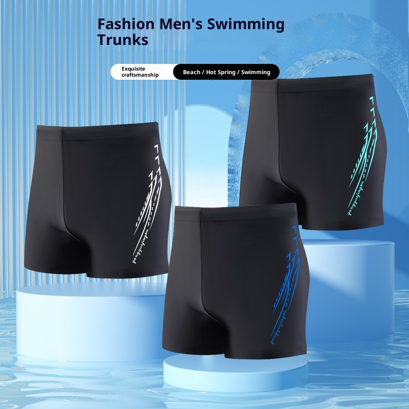 001 Men's Trunks Adult Large Size Boxer Anti-Embarrassment Quick-Dry High-Waist Sports Beach Shorts Swimming Gear Set_voghion.com