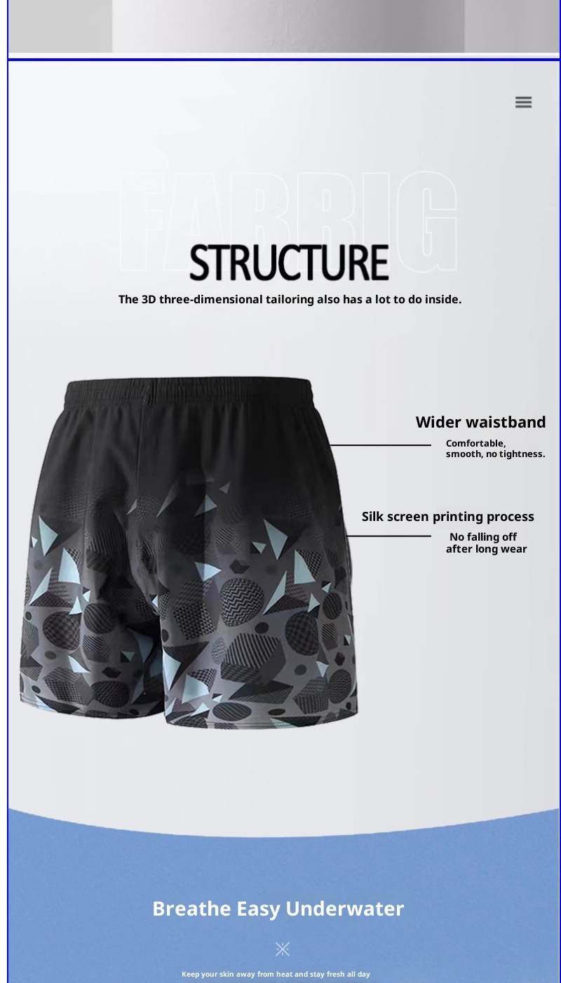 Short de bain grande taille homme (150 kg) - Séchage rapide - Coupe ample - Modèle adulte_voghion.com