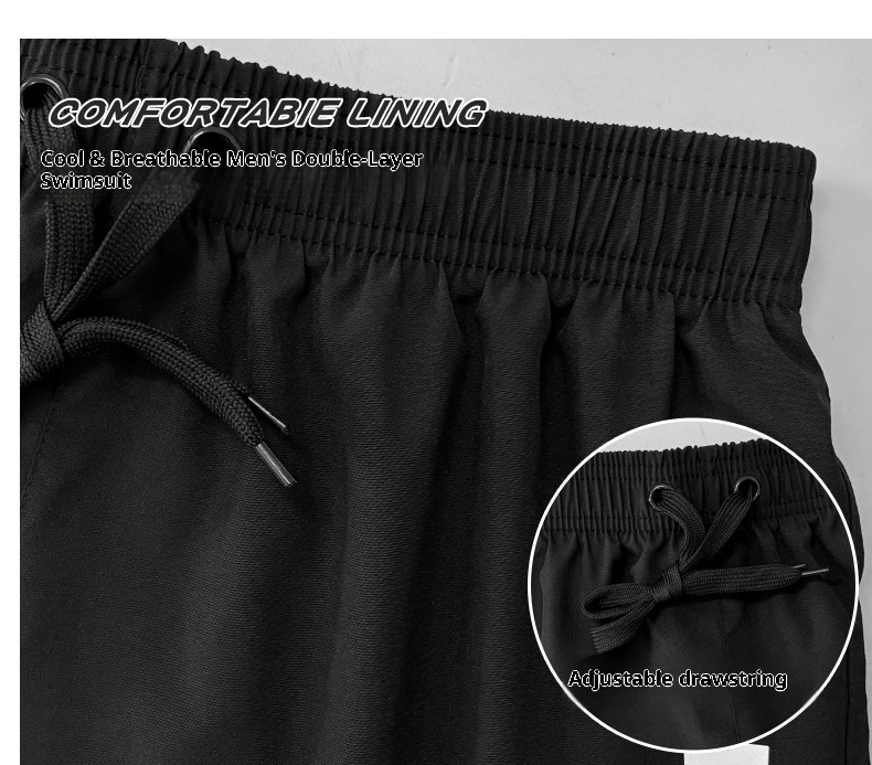 001 2024 Neue Herren-Badehose im Großhandel: Doppellagig, locker, schnelltrocknend, Anti-Peinlichkeits-Badehose, Boxershorts in großen Größen, Bademode_voghion.com