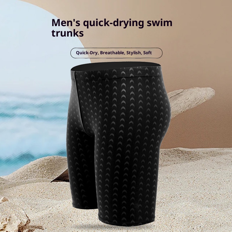 001 Qilang Plus Size Men's Swim Adult Breathable Five-Point Shorts Beach Vacation Anti-Embarrassment Swimming Trunks_voghion.com