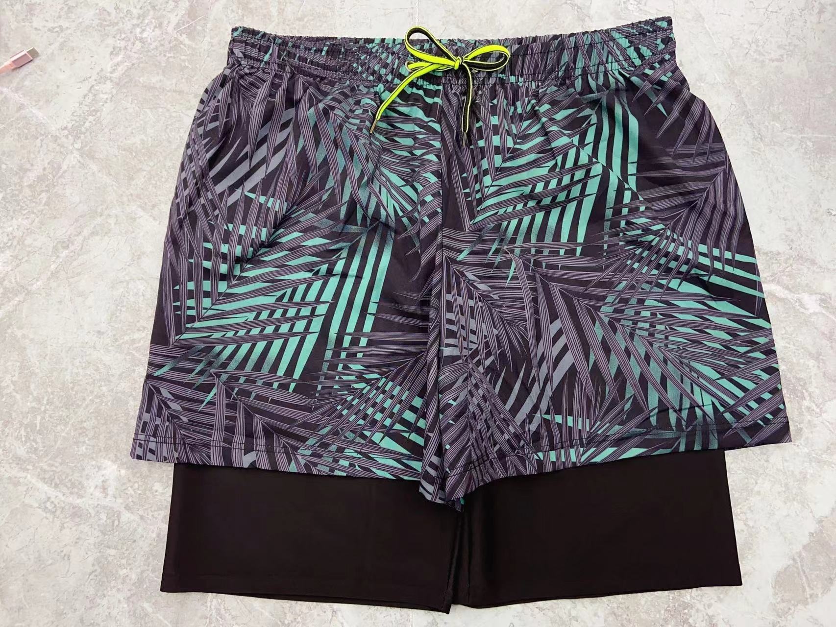 001 Anti-Peinlichkeit Doppellagige Neue Bedruckte Bequeme Badeshorts für Erwachsene in Übergrößen Herren Badehose_voghion.com