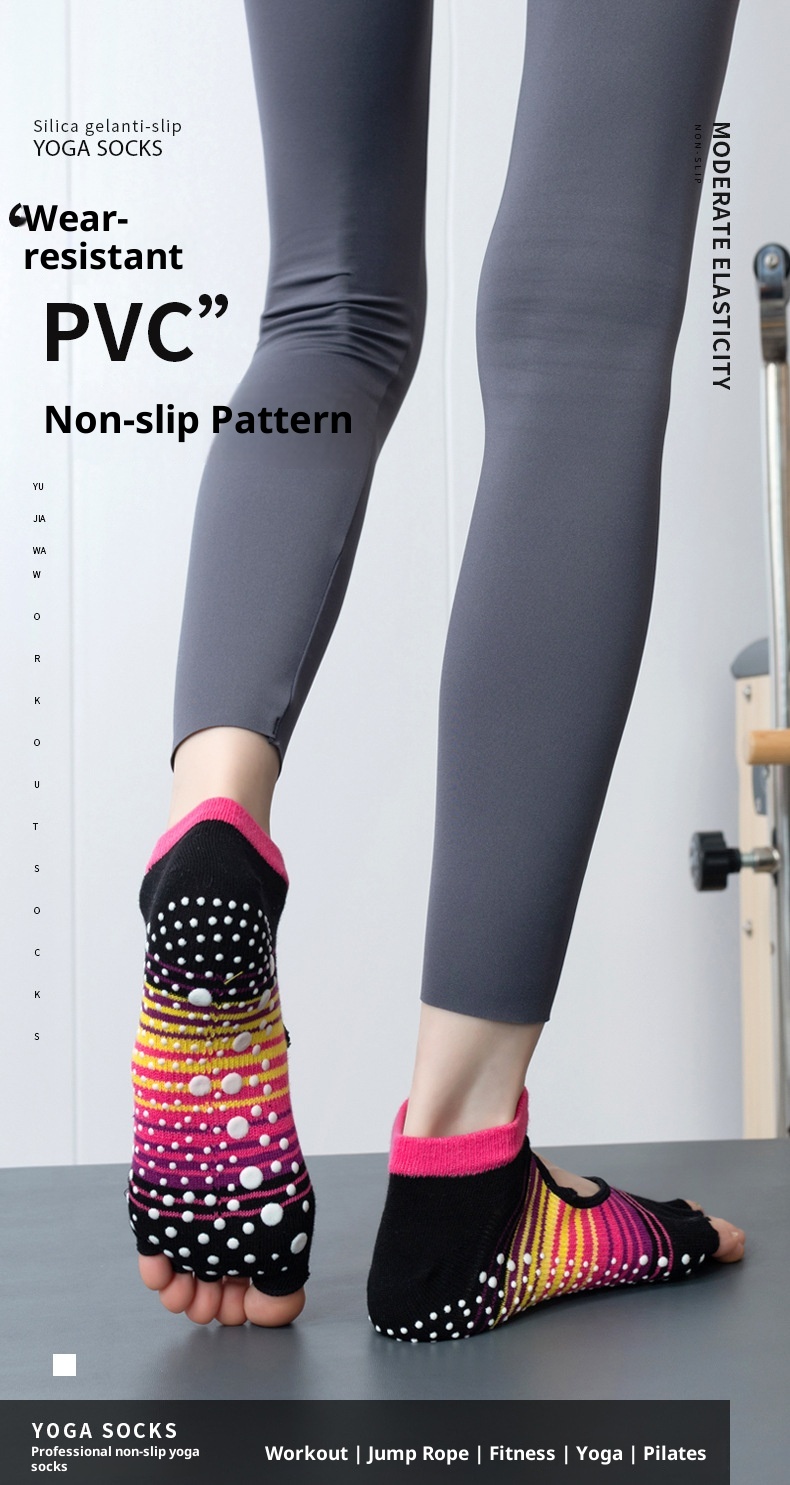 001 Pilates Women Professional Non-Slip Open Sports Fitness Toe Separator Striped Yoga Socks In Stock Wholesale_voghion.com