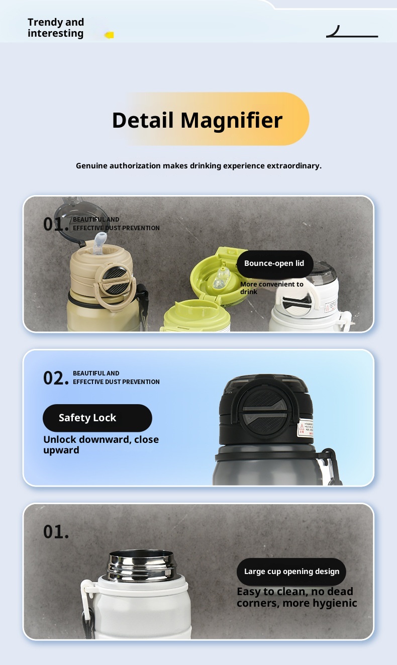 001 Coppia di tazze isolate sottovuoto in acciaio inossidabile, bottiglia d'acqua di grande capacità con cannuccia, doppio uso per sport all'aria aperta_voghion.com