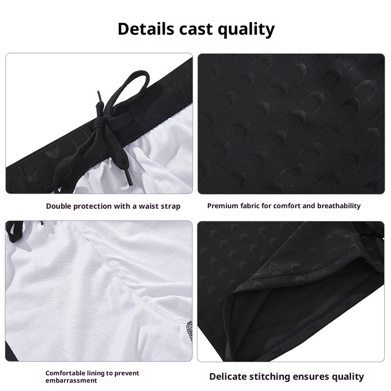 001 Qilang Plus Size Men's Swim Adult Breathable Five-Point Shorts Beach Vacation Anti-Embarrassment Swimming Trunks_voghion.com