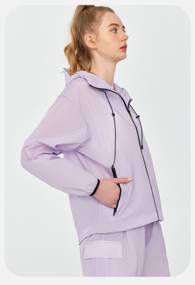 ActiveGo ActiveGo Giacca sportiva leggera da esterno, casual, con cappuccio, per yoga, da indossare in palestra e all'aperto_voghion.com