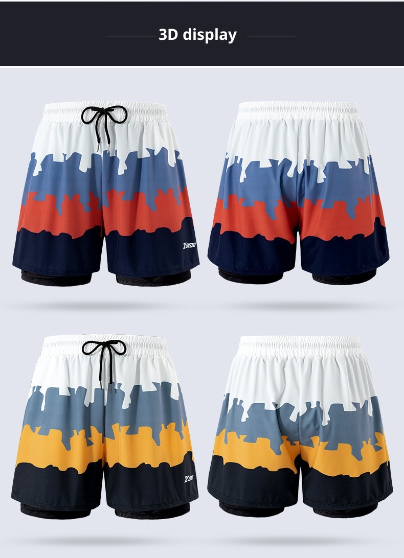 001 Adult Swimming New Men' Double Layer Quick-Dry Anti-Embarrament Swim Trunk Boxer Looe Breathable Caual Beach_voghion.com