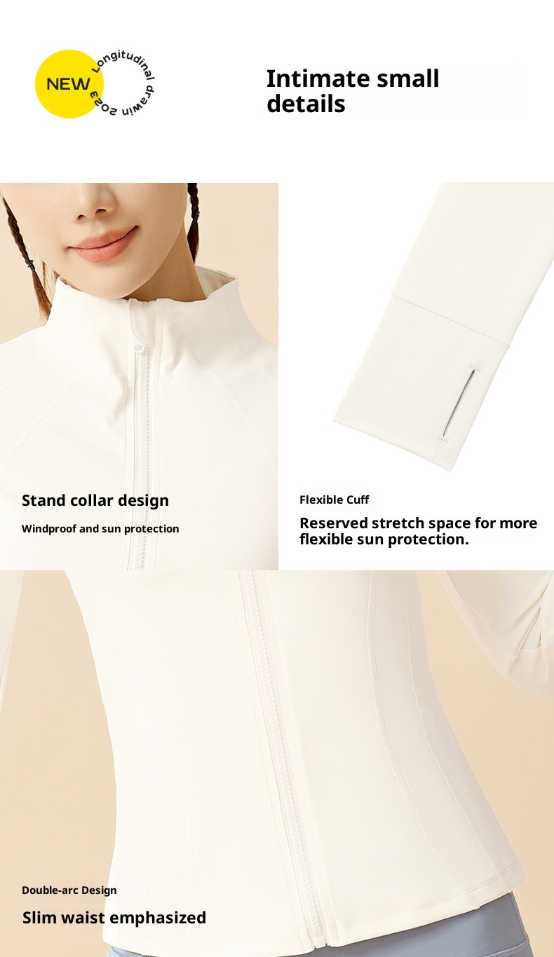 ActiveGo ActiveGo Abbigliamento solare per donna, estate, sport all'aria aperta, protezione UV, giacca aderente con colletto alla coreana_voghion.com