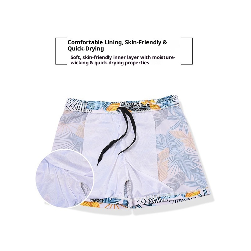001 2025 Neue Badehose, Anti-Peinlichkeits-Strand-Badeshorts für Erwachsene, Herren, bedruckt, modisch, locker, aus Polyester, mit Kordelzug_voghion.com