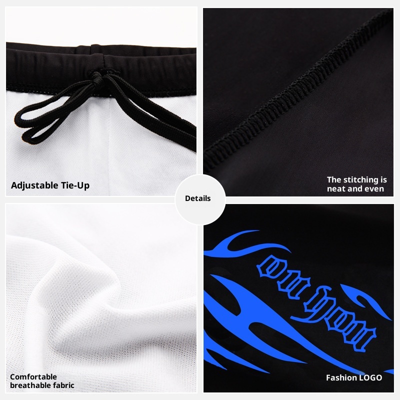 001 Youyou Plus Size Boxer Swim For Men Adult Swimming Trunks Flame Style Quick-Dry Set_voghion.com