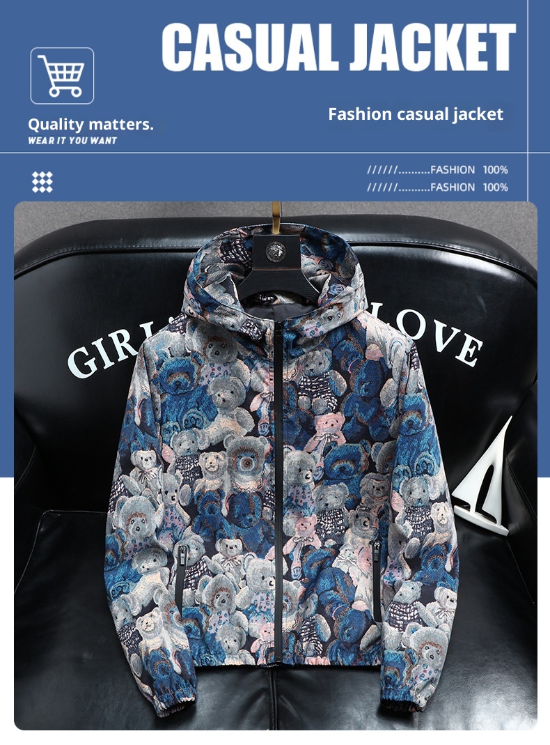 ActiveGo ActiveGo, marchio europeo alla moda, giacca con cappuccio di alta qualità da uomo, autunno, nuovo, cappotto stampato alla moda_voghion.com