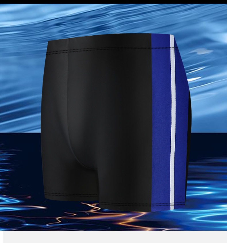 001 Men's Swim Trunks Anti-Embarrassment Adult Sports Plus Size Fashion Color Block Quick-Dry Beach Boxer Shorts_voghion.com