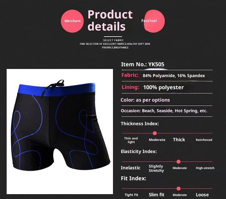 001 Neue Herren-Badehose für heiße Quellen, Nylon-Boxershorts, lockere Badehose in Übergröße, modische Badehose für Erwachsene, Schwimmbekleidung_voghion.com