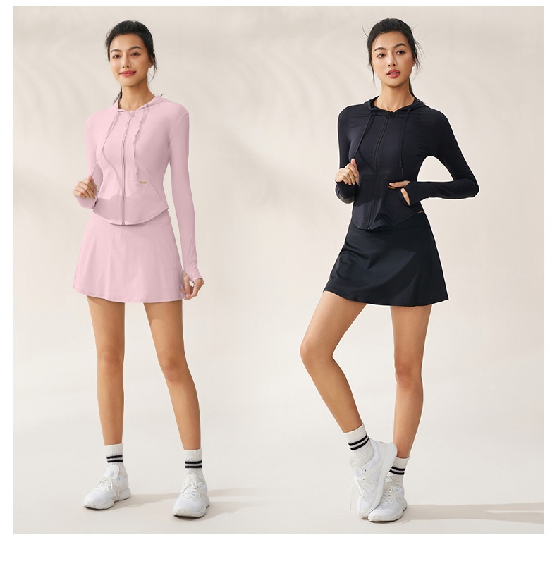 ActiveGo ActiveGo Zhejiang Xichen Original Yarn, abbigliamento da yoga traspirante con cappuccio e protezione solare UV per donna, abbigliamento leggero per esterni_voghion.com