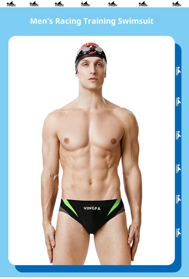001 Yingfa Men's Racing Training Triangle Adult Children Professional Competitive Swim Trunks_voghion.com