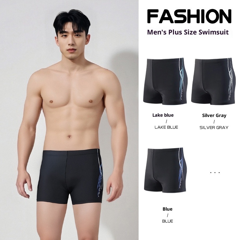 001 Swimming Boxer Factory Direct New Men's Adult Swim Trunks Plus Size Anti-Embarrassment Quick-Dry High-Waist Swimwear_voghion.com