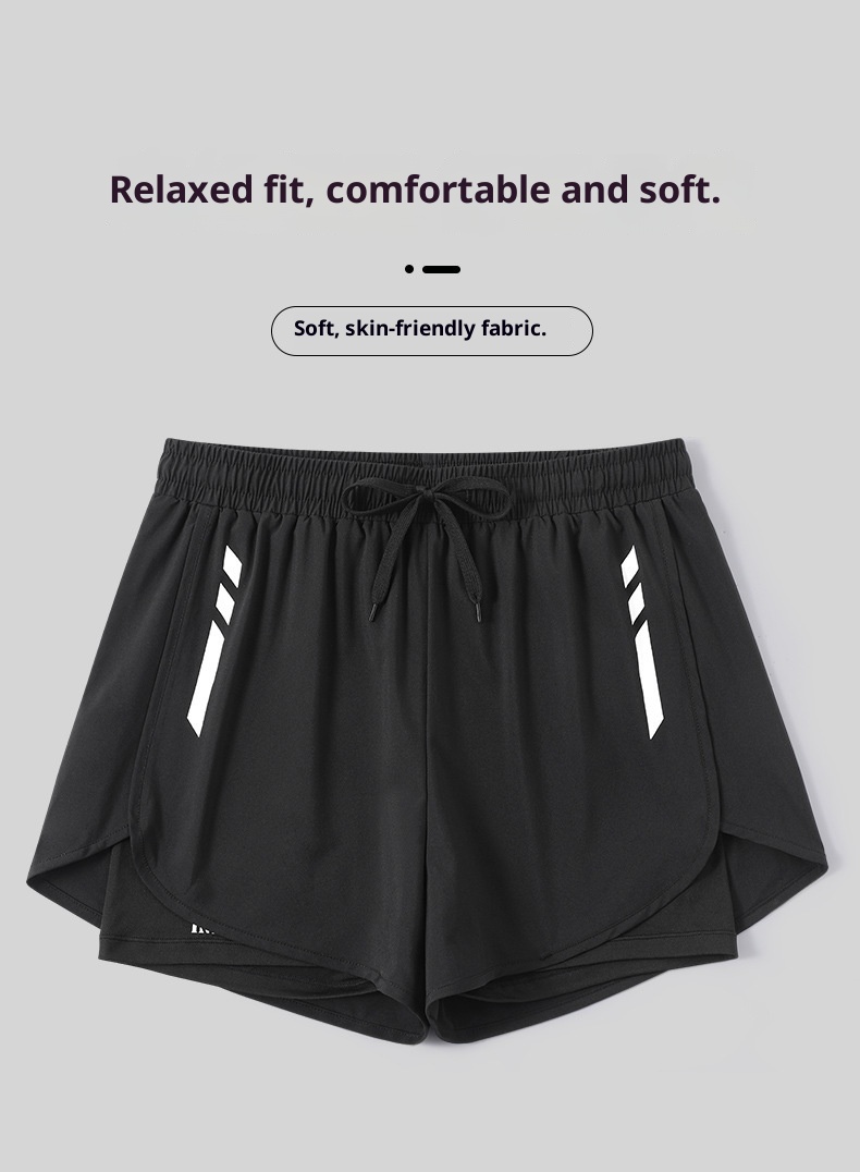 001 Men's Double Layer Boxer Loose Adult Quick Dry Anti-Embarrassment Trunks Beach Pants Hot Spring Swimming Wear Wholesale_voghion.com