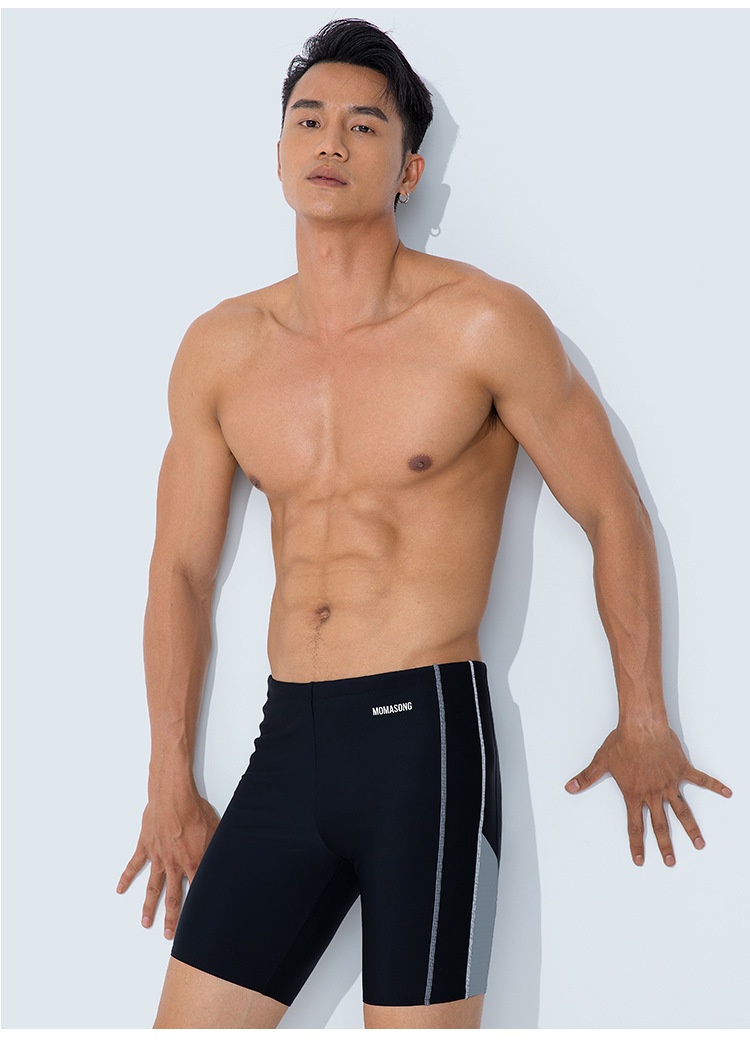 001 Momasong Trunks Professionelle Trainings-Badeshorts für Herren mit Fünf-Punkt-Ausrüstung, schnelltrocknend_voghion.com