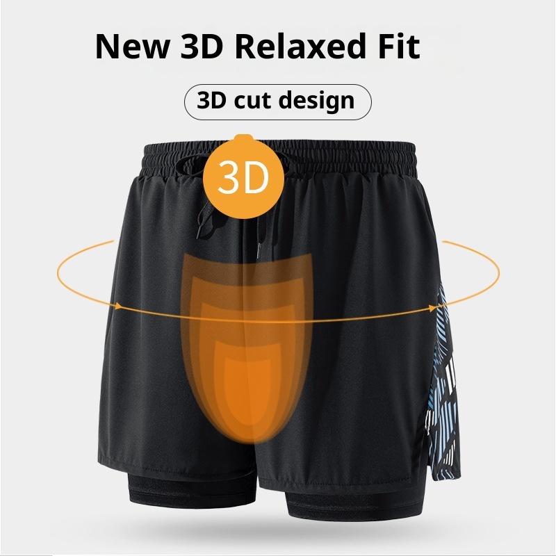 001 Yuke Herren Badehose, doppellagig, schnelltrocknend, professionell, Anti-Peinlichkeits-Badehose, neue große Größe, lockerer Schnitt, Sonnenschutz_voghion.com